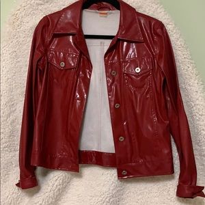 Guess red vinyl coat